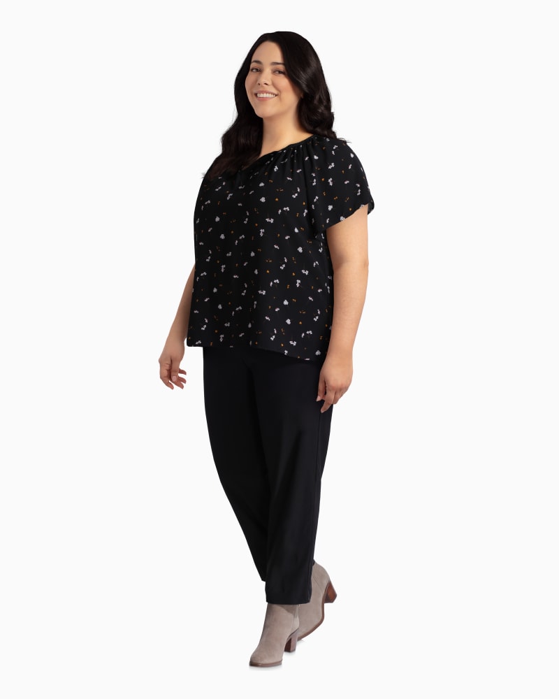 Plus size model with rectangle body shape wearing Martina Flutter Sleeve Blouse by Downing Studio | Dia&Co | dia_product_style_image_id:110960